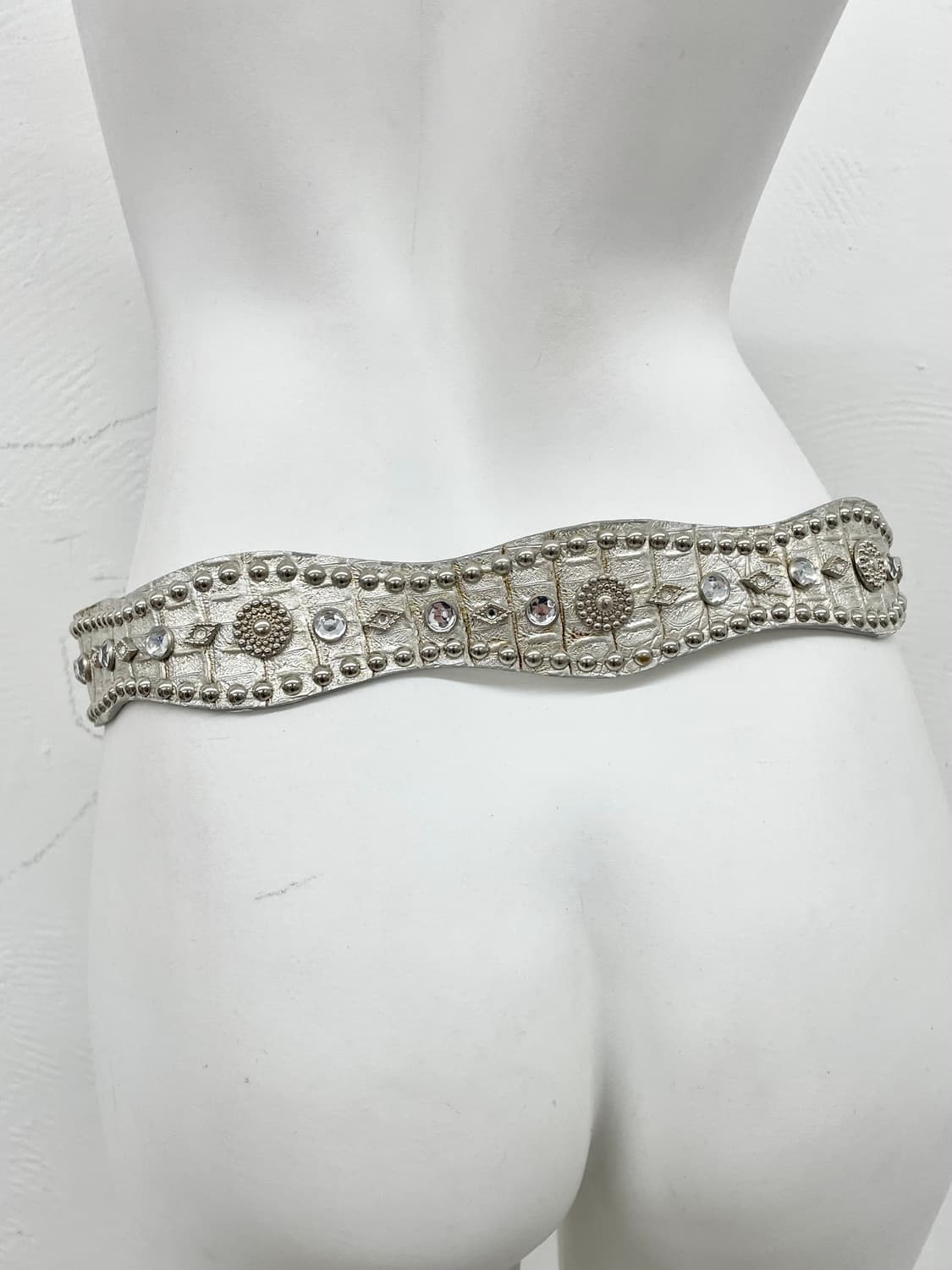 실버 볼드 큐빅 버클 벨트 상품이미지4