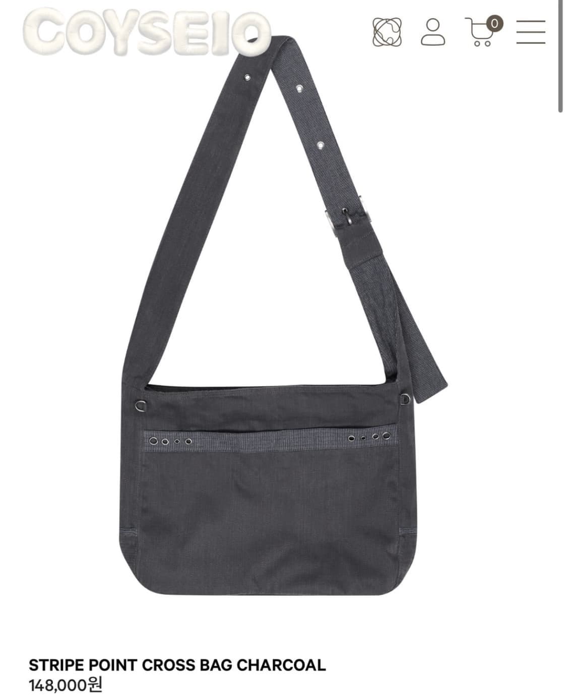 코이세이오 스트라이프 포인트 크로스백 차콜 상품이미지1