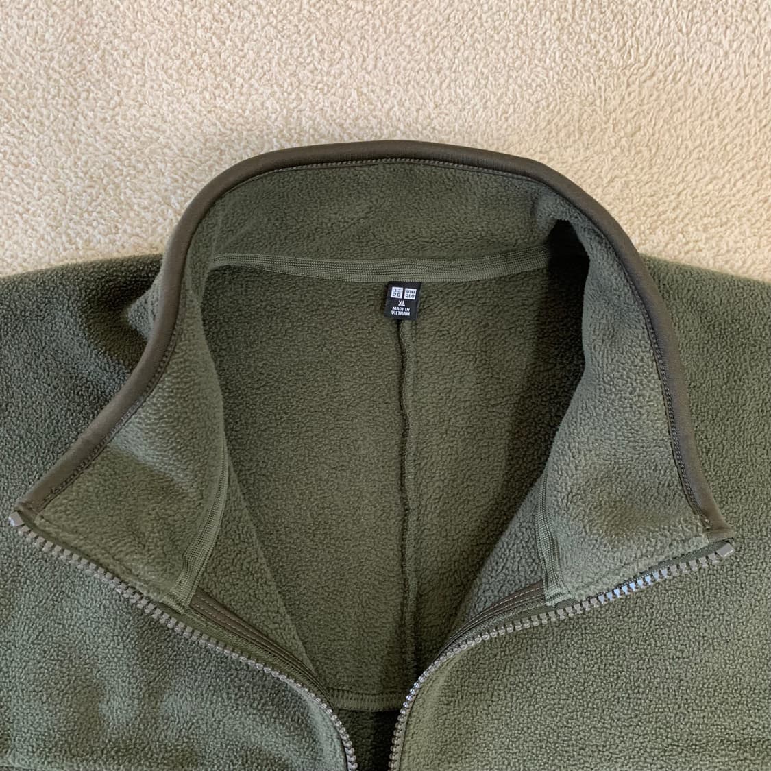 유니클로 후리스 하프집업 오버사이즈 풀오버(XL/올리브)신칠라 플리스 상품이미지6