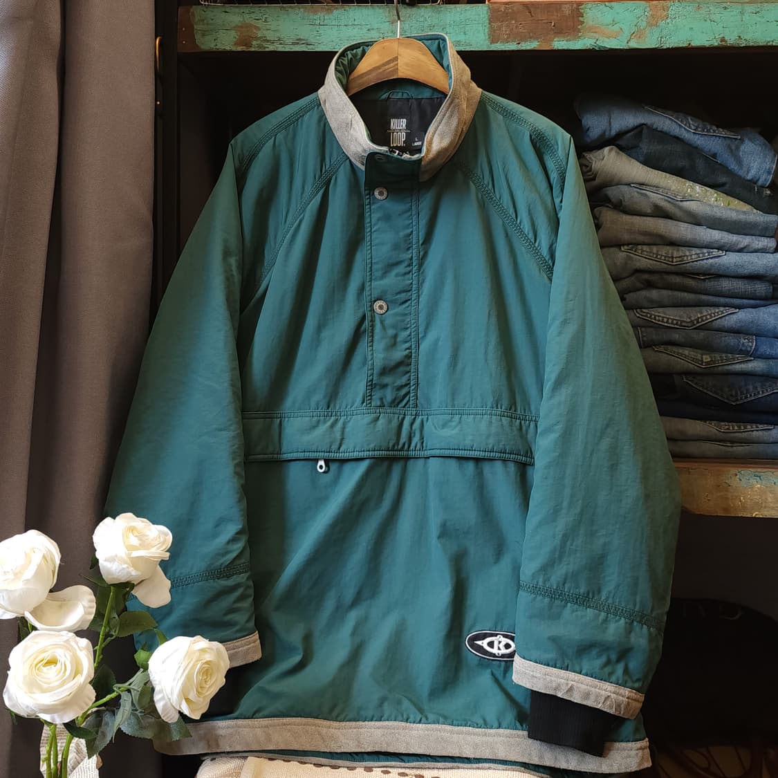 90s 킬러루프 아노락 자켓 소가죽 트리밍 풀오버 스노우보드 자켓 L 상품이미지2