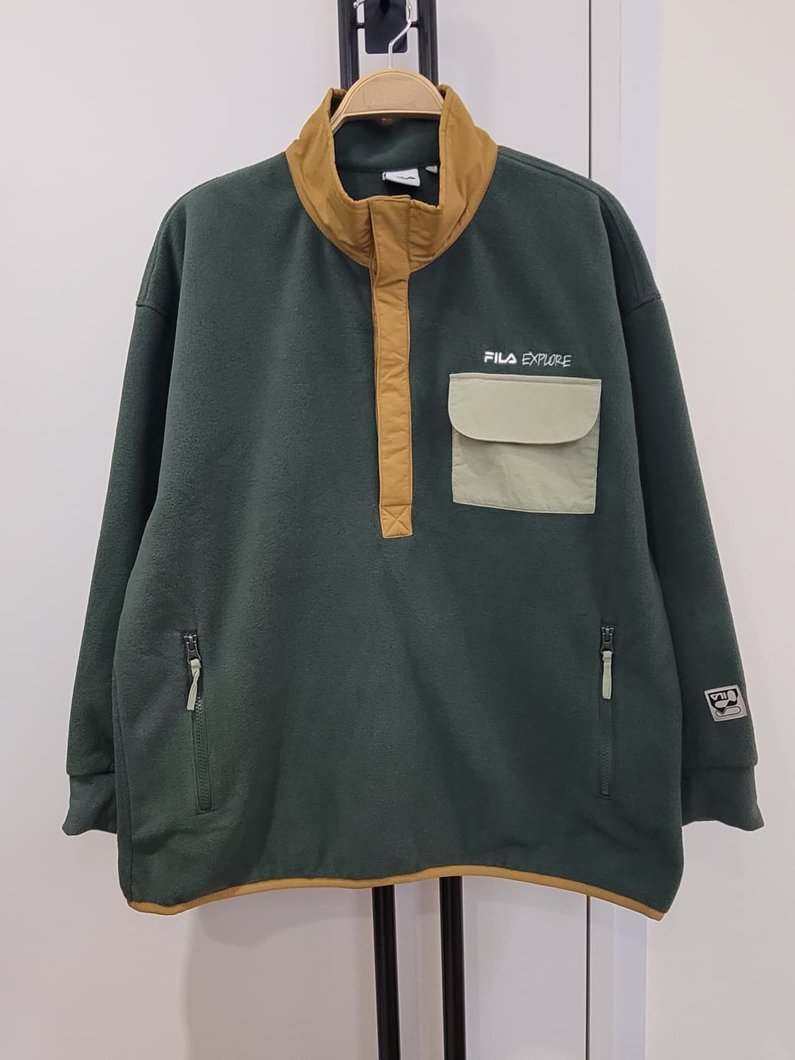 휠라 FILA Explore 플리스 풀오버 그린 루즈핏 L사이즈 상품이미지1