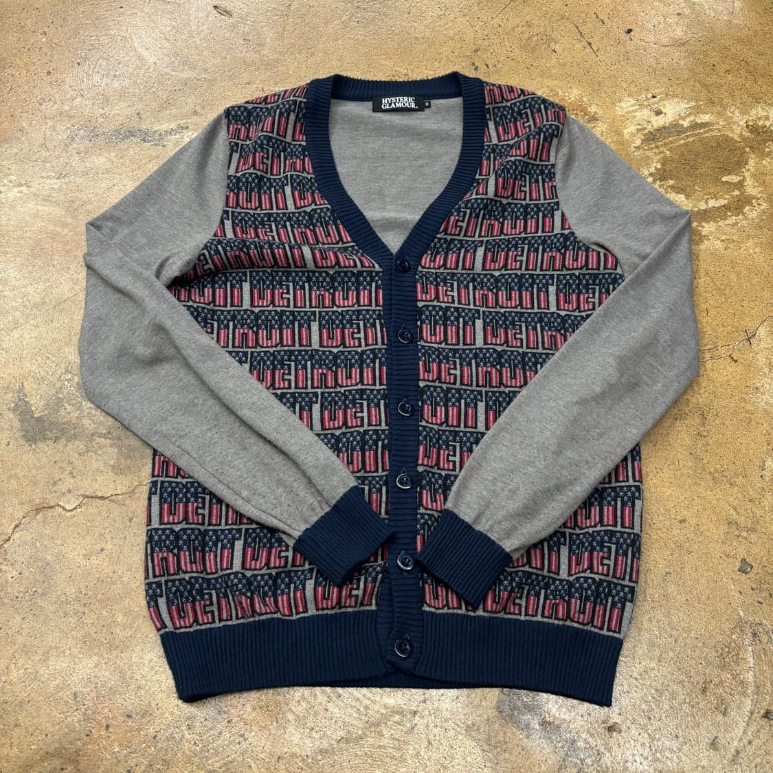 히스테릭글래머 그레이 패턴 브이넥 가디건 상품이미지2
