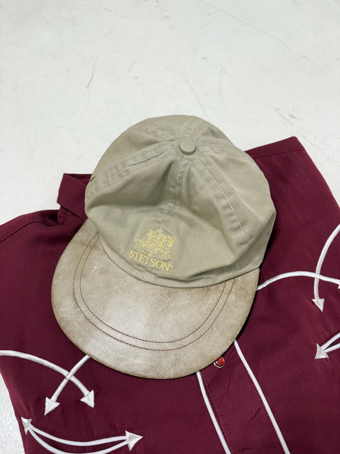 80-90's vtg Stetson Leather cotton cap 상품이미지1