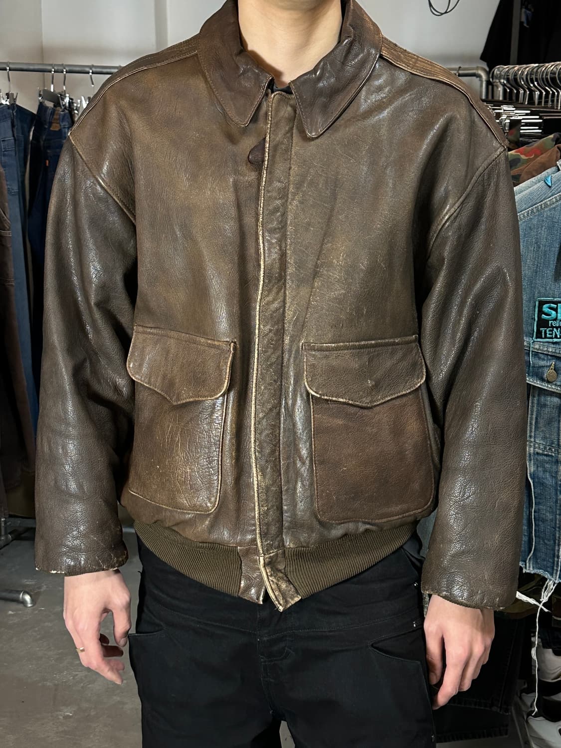 90's OG USA Made 아비렉스 A2 레더 자켓 봄버 자켓 상품이미지2