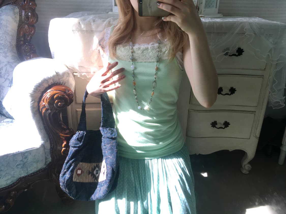 일본빈티지 멜론 레이스 슬리브리스 상품이미지3