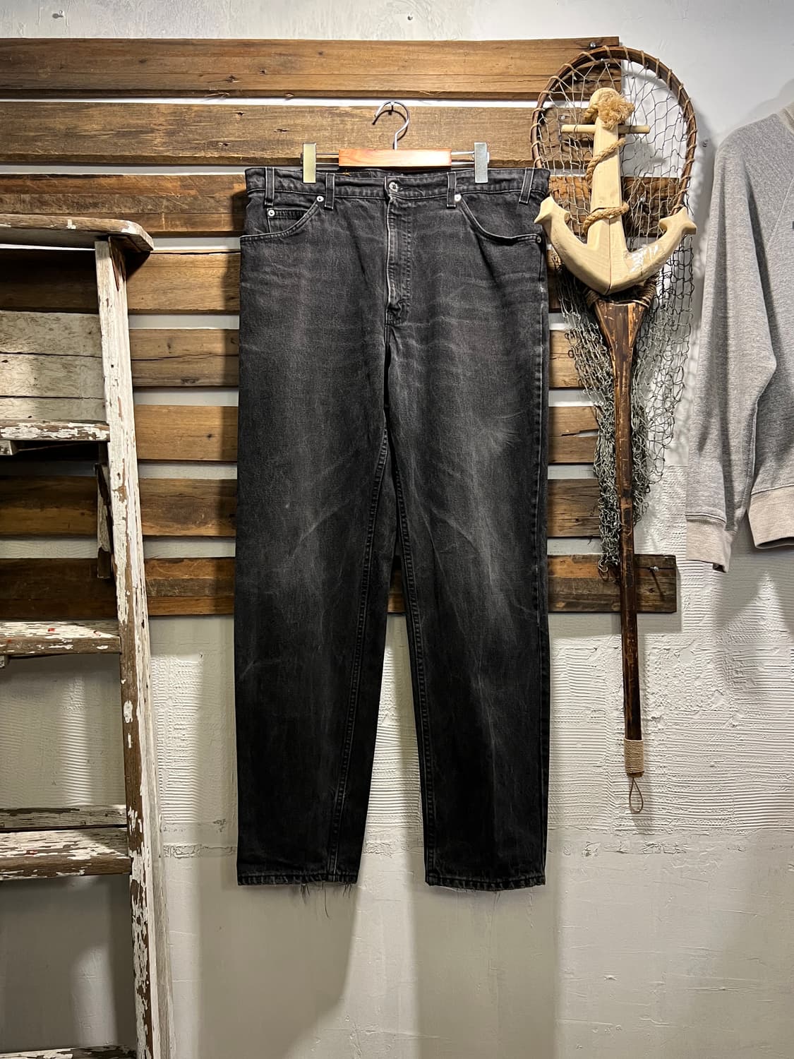 [38]90's 리바이스 오랜지탭 미국제 550 빈티지워싱 흑청 데님팬츠 상품이미지1