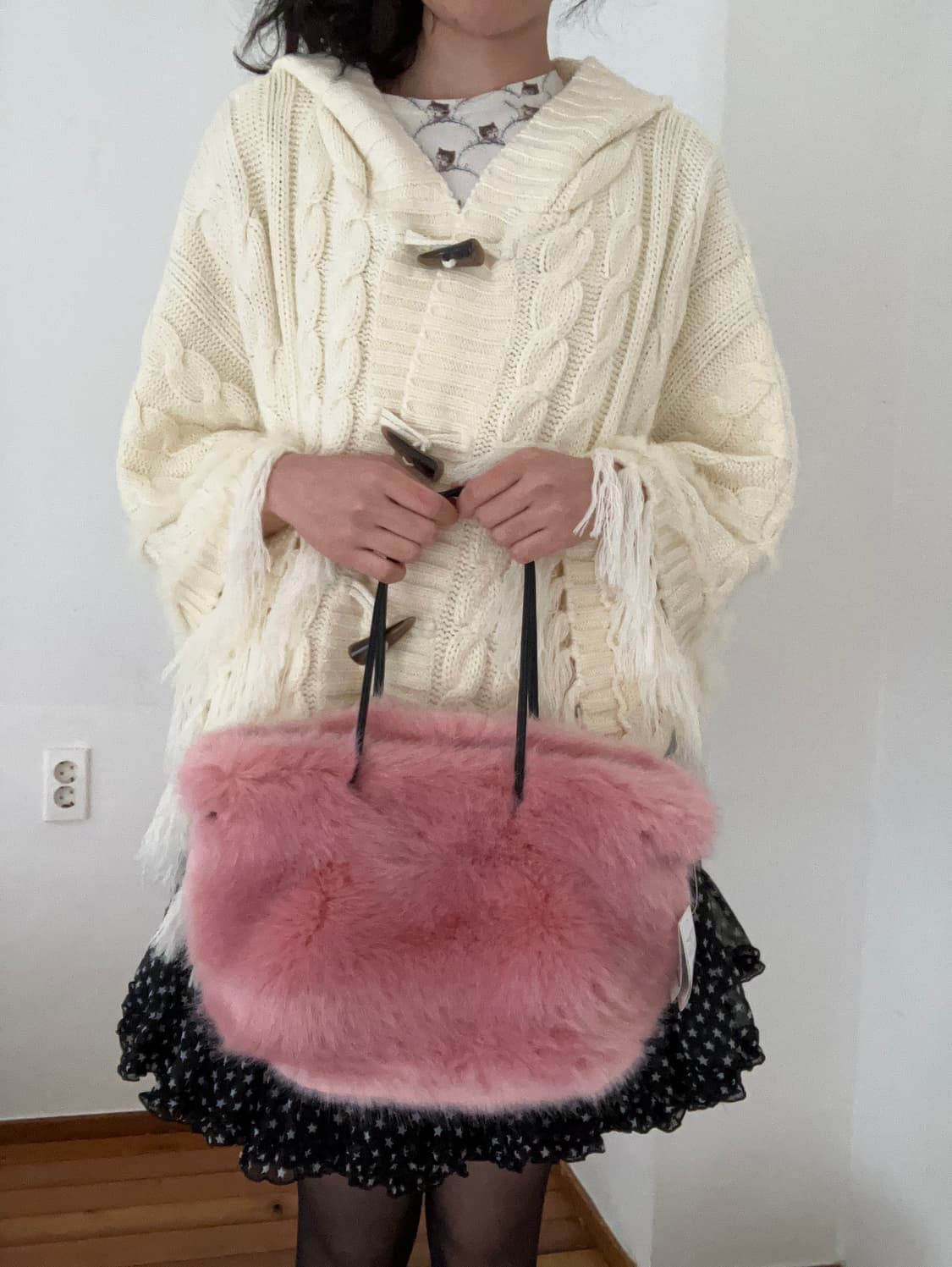 핑크 퍼 일본 빈티지 가방 상품이미지6