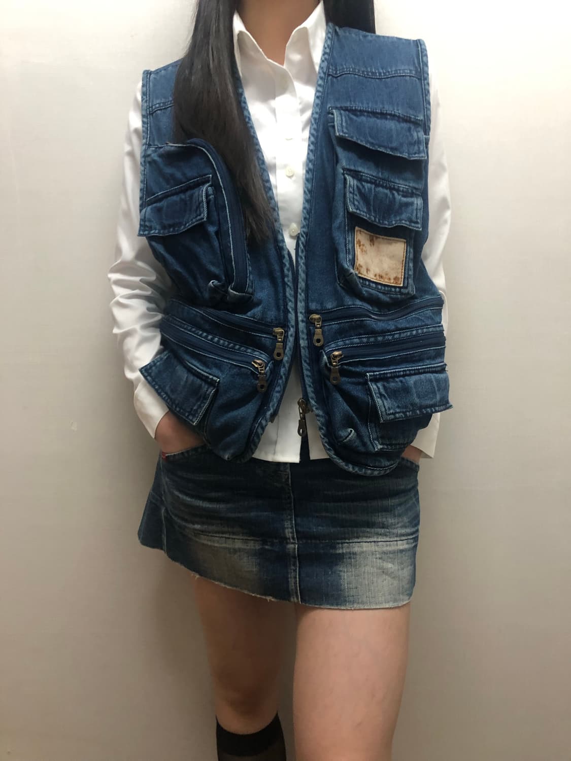 빈티지 데님 포켓 베스트 상품이미지1