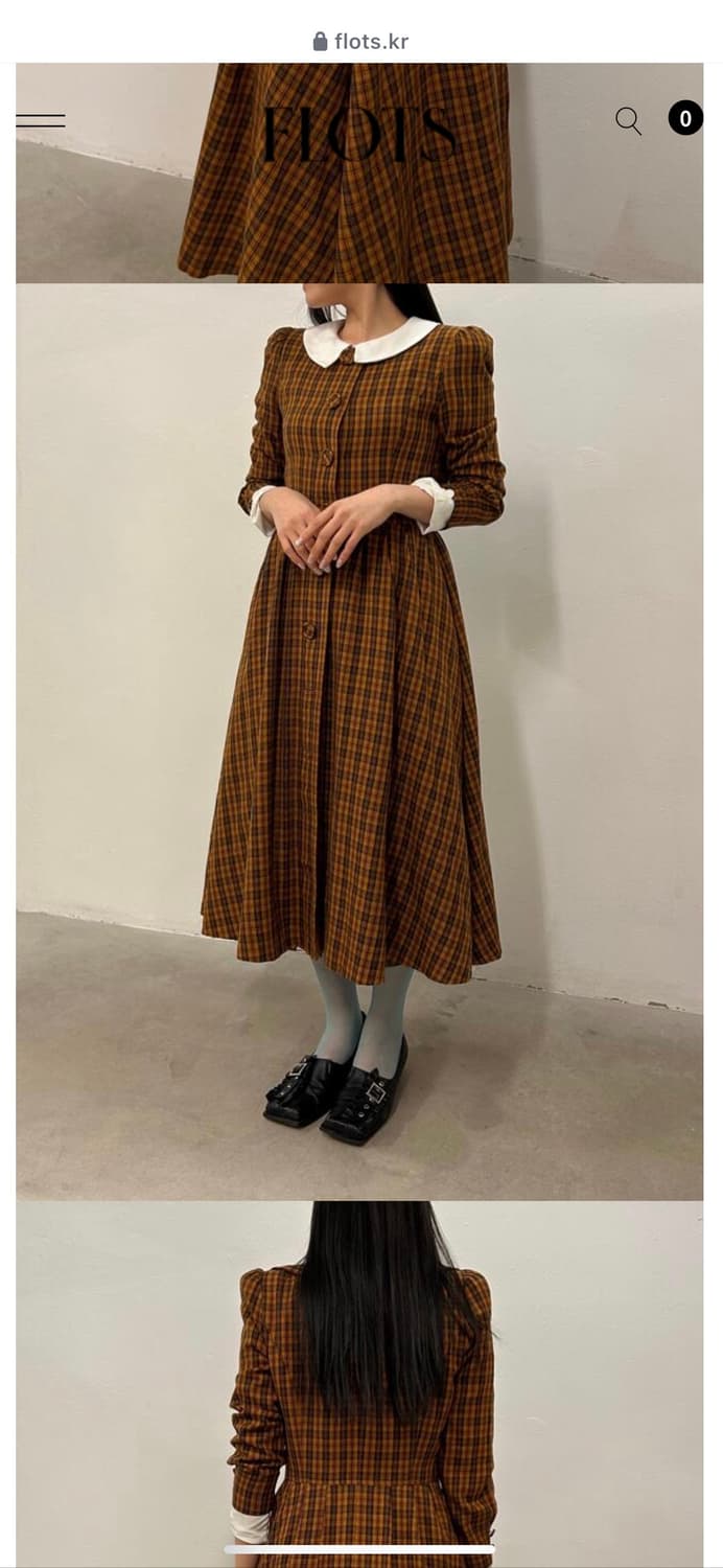 노란 체크 롱 원피 상품이미지1