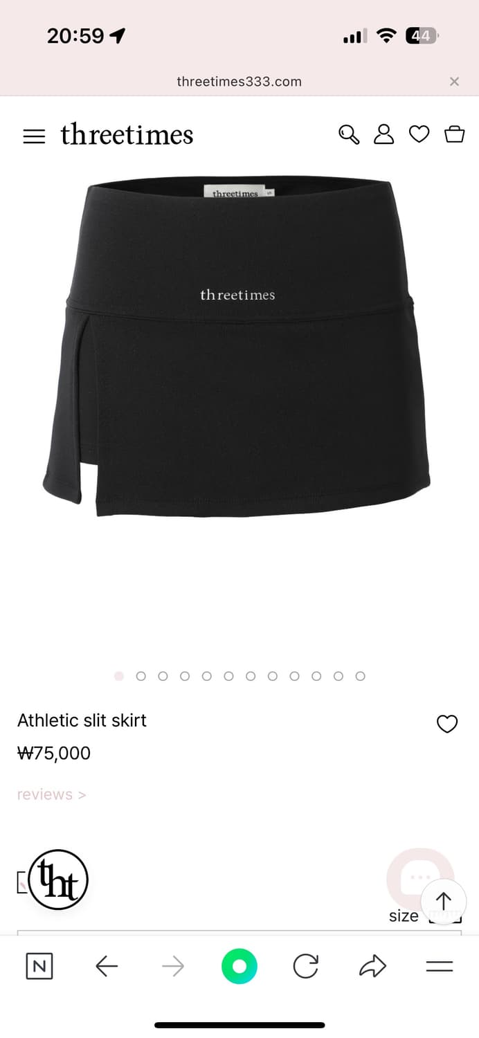 쓰리타임즈 Athletic slit skirt black (M) 상품이미지1