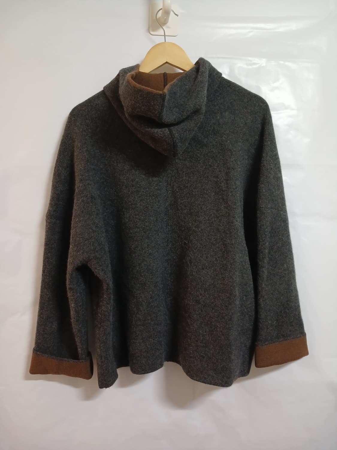 (77)윤순영 울혼방 루즈핏 후드가디건 그레이 상품이미지5