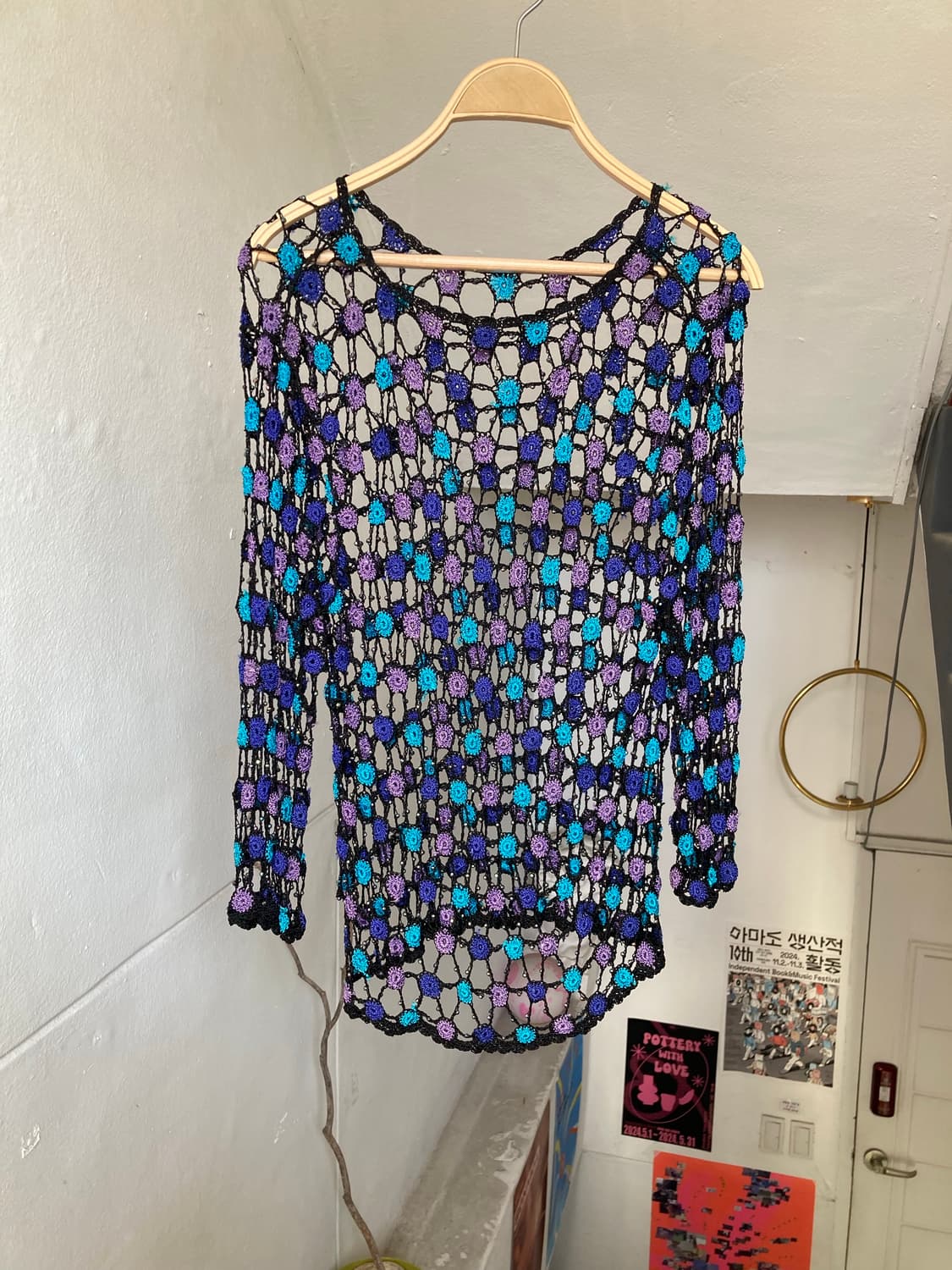 빈티지 그물 뜨개탑 상품이미지1