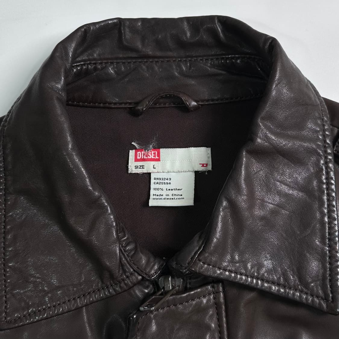 디젤 브라운 리얼레더 블루종 자켓 상품이미지8