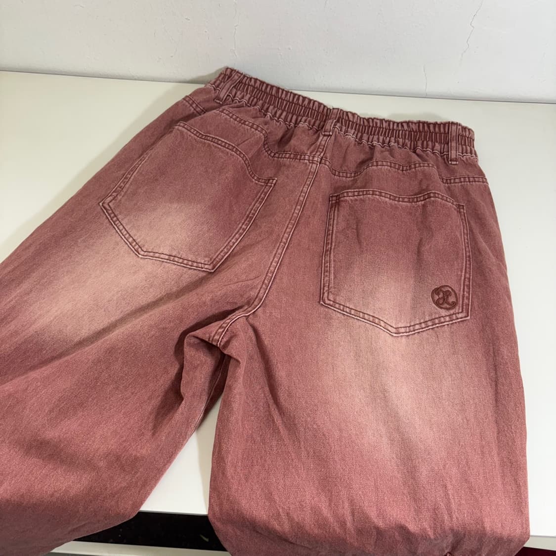 L-XL 엑스톤즈 파스텔핑크 와이드핏 카고 데님팬츠 상품이미지4