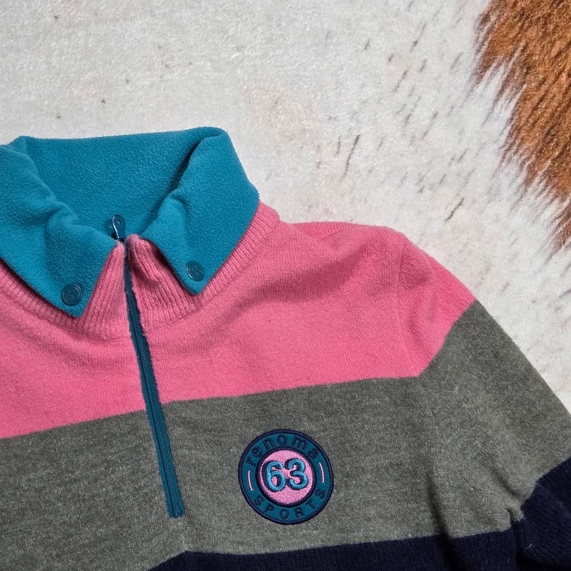 레노마 배색 반집업 니트 상품이미지2