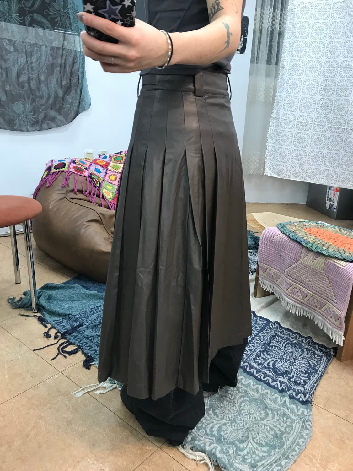 빈티지 여성 인조가죽 벨티드 스커트  상품이미지2