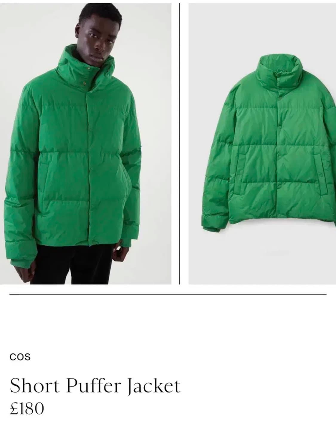 코스 보테가맛 그린 숏푸퍼 패딩 상품이미지2