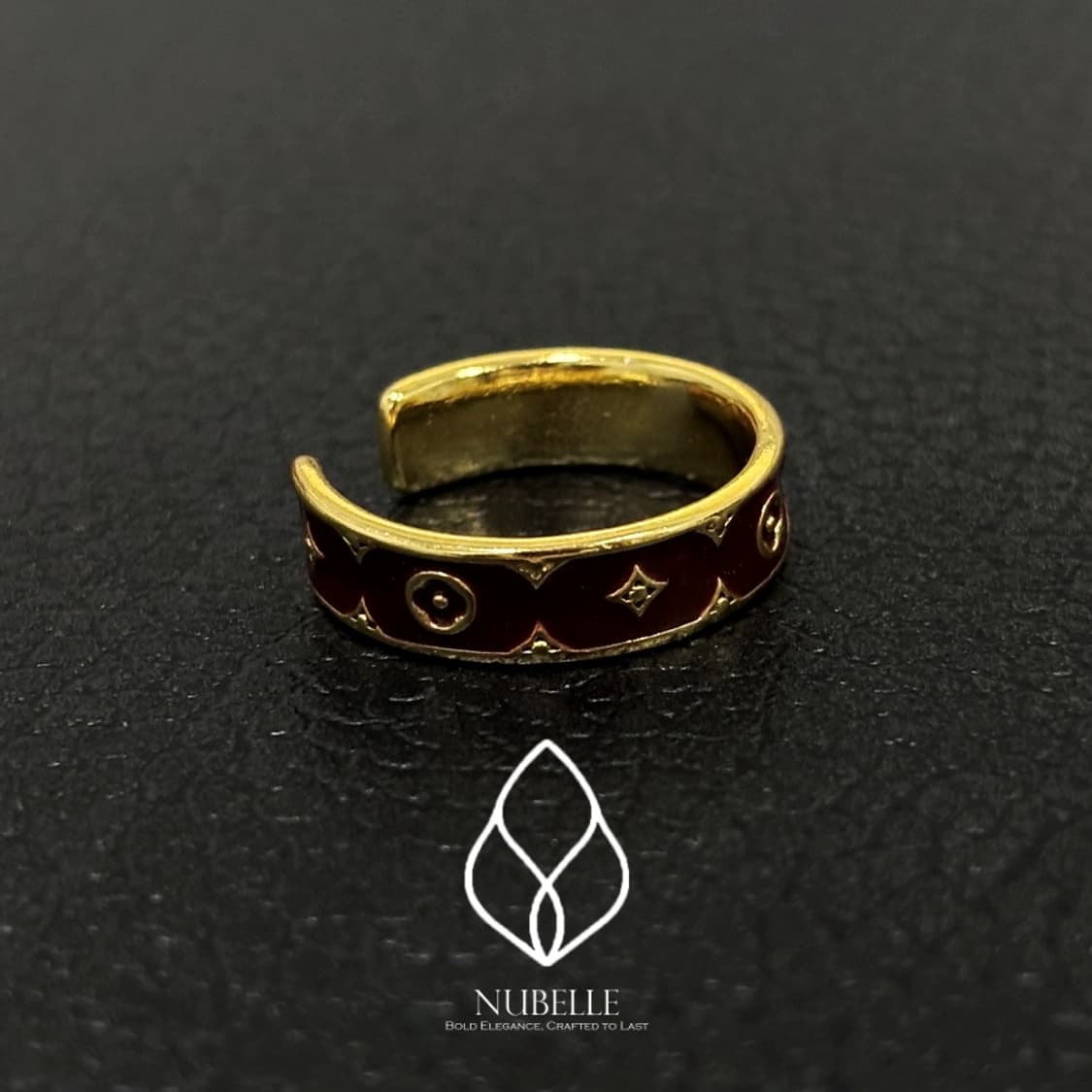 🌗 Monogram logo ring / 골드 버건디 모노그램 반지 상품이미지6