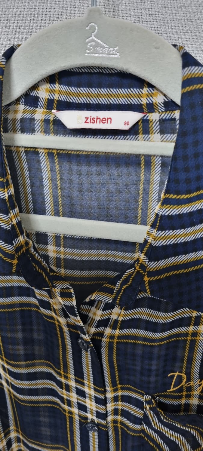 ZISHEN 지센 체크 시스루 롱셔츠(90) 상품이미지10