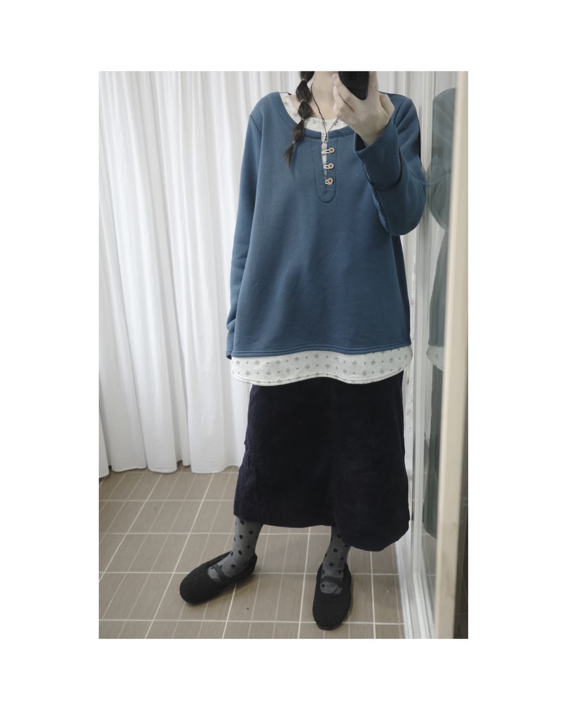 Navy Corduroy Skirt 상품이미지4
