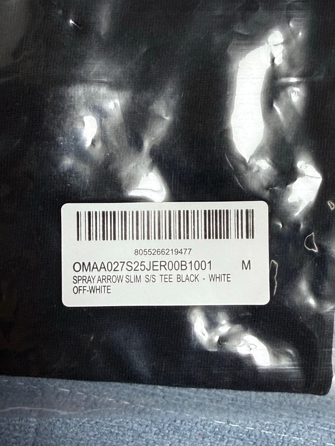 미개봉 M 오프화이트 스프레이 애로우 블랙 반팔 (판매) 상품이미지6