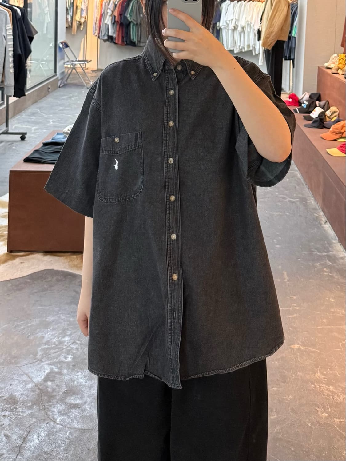 폴로 랄프로렌 흑청 데님 반팔 셔츠 H3028 상품이미지1