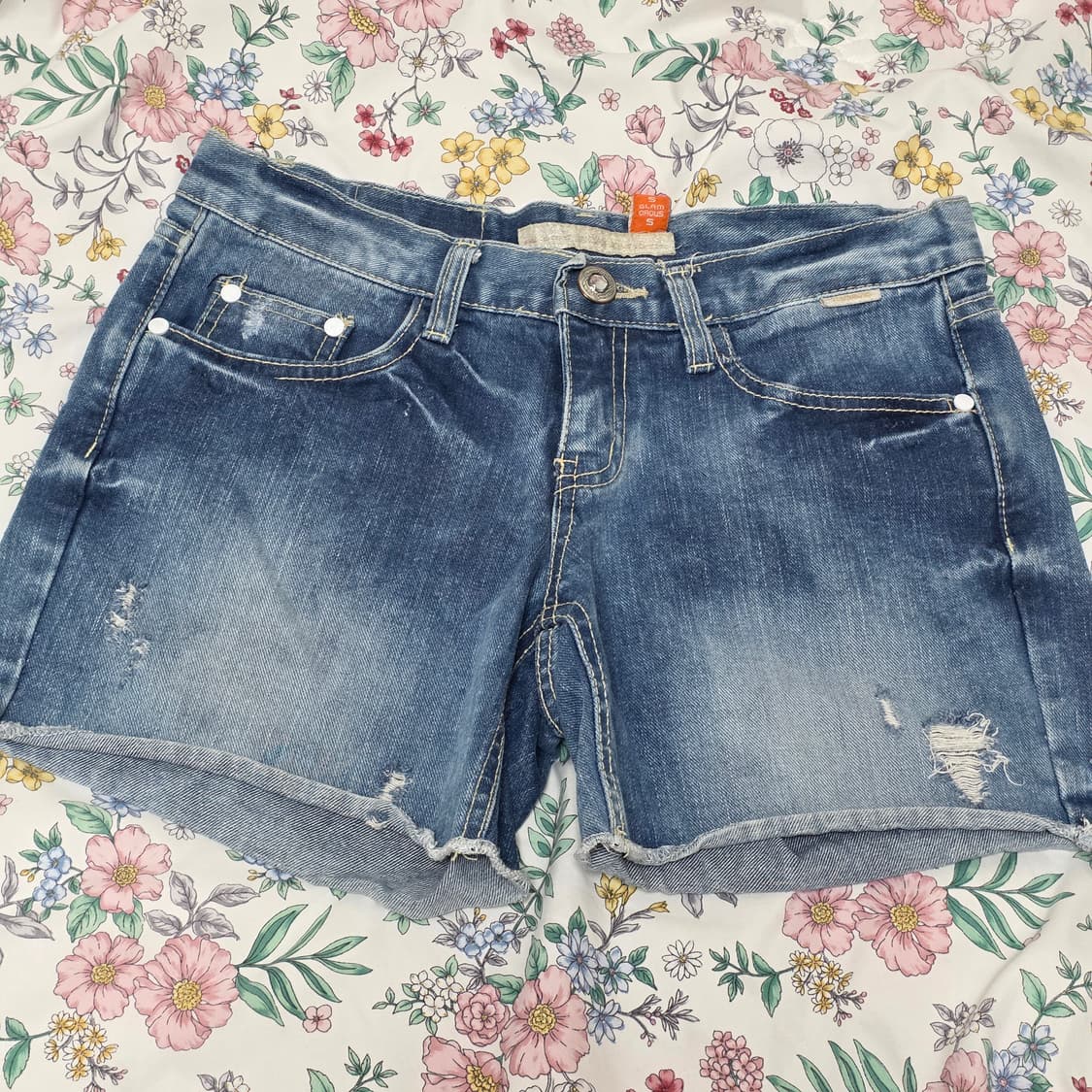 3000원glamorous 영국빈티지)데미지 y2k여름 워싱 데님청반바지 상품이미지1