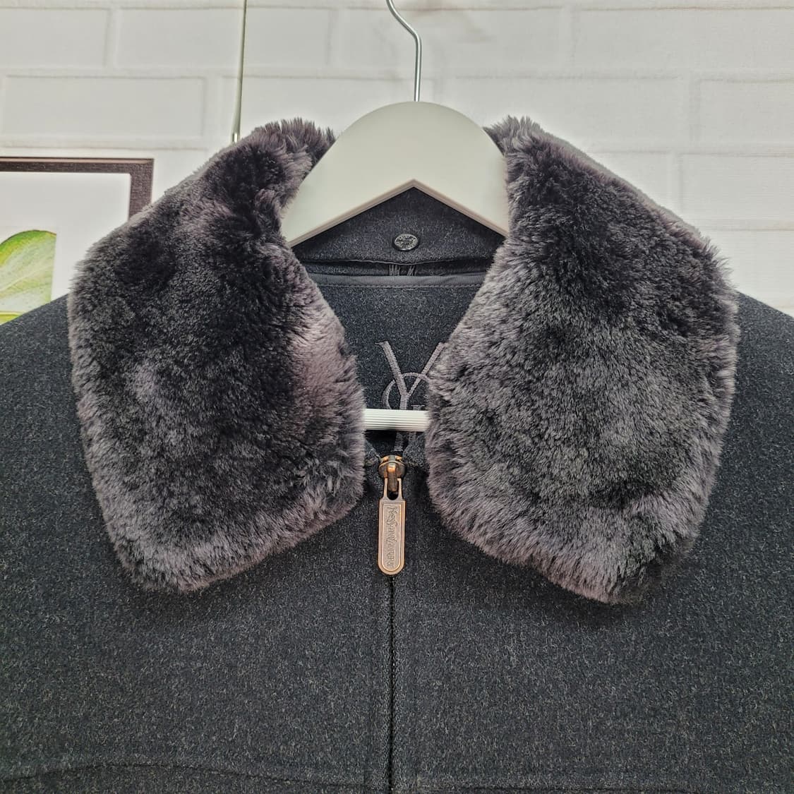 90s YSL 입생로랑 하링턴 퍼 카라 울 집업 자켓 100사이즈 상품이미지3