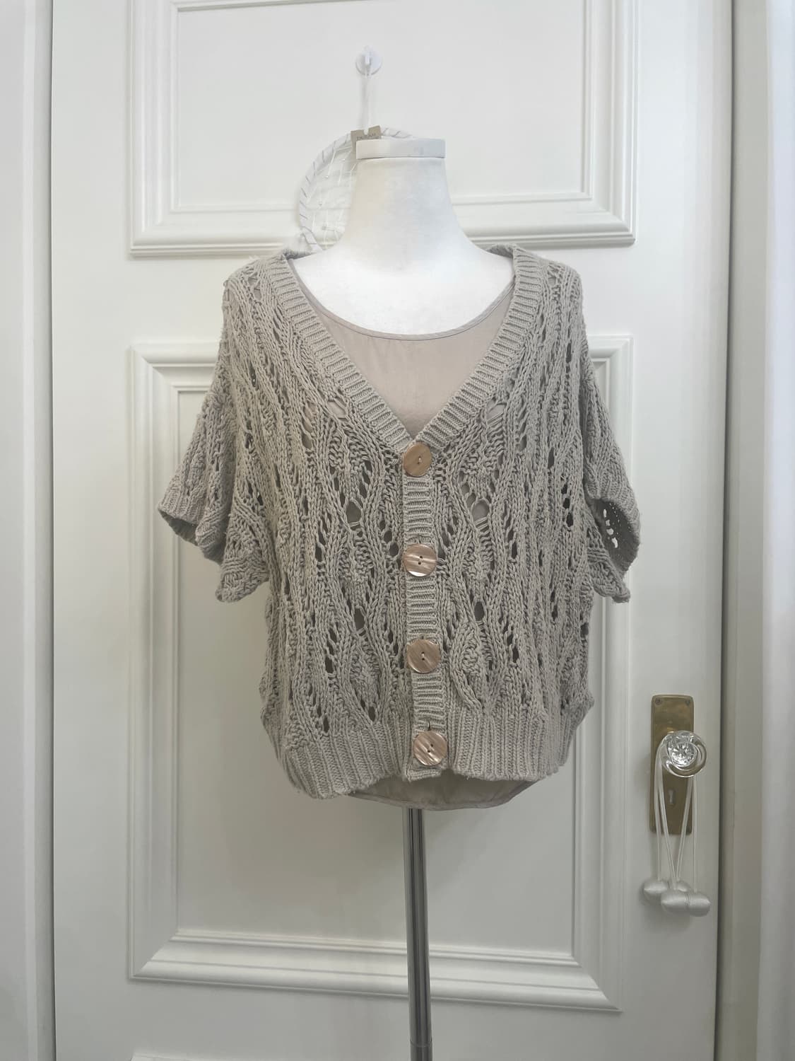 beige crochet half cardigan&basic sleeve 상품이미지1