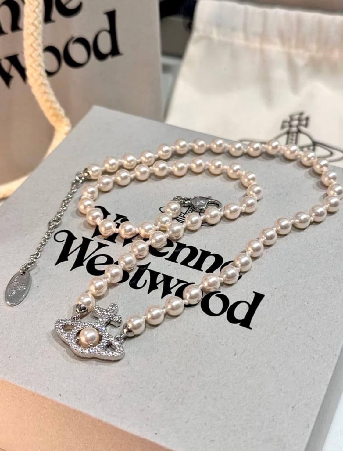 풀박스) 비비안웨스트우드 올림피아드 펄 진주 초커 목걸이 상품이미지1