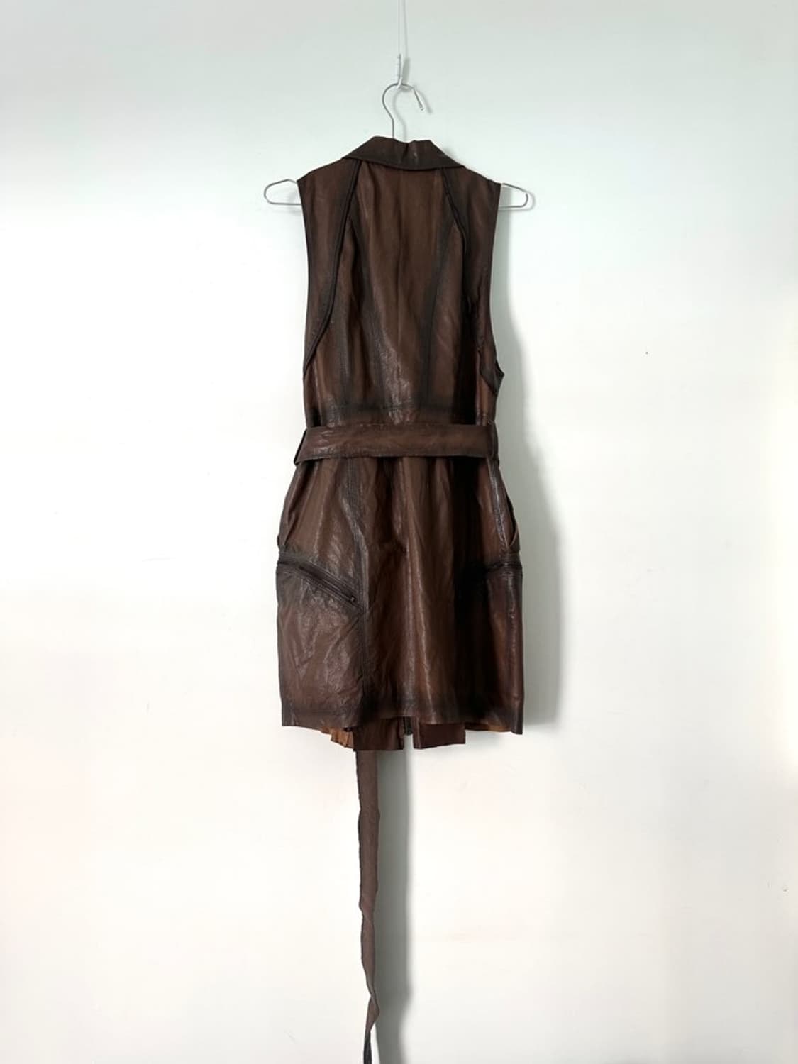 Sheep skin strap vest / brown 상품이미지4