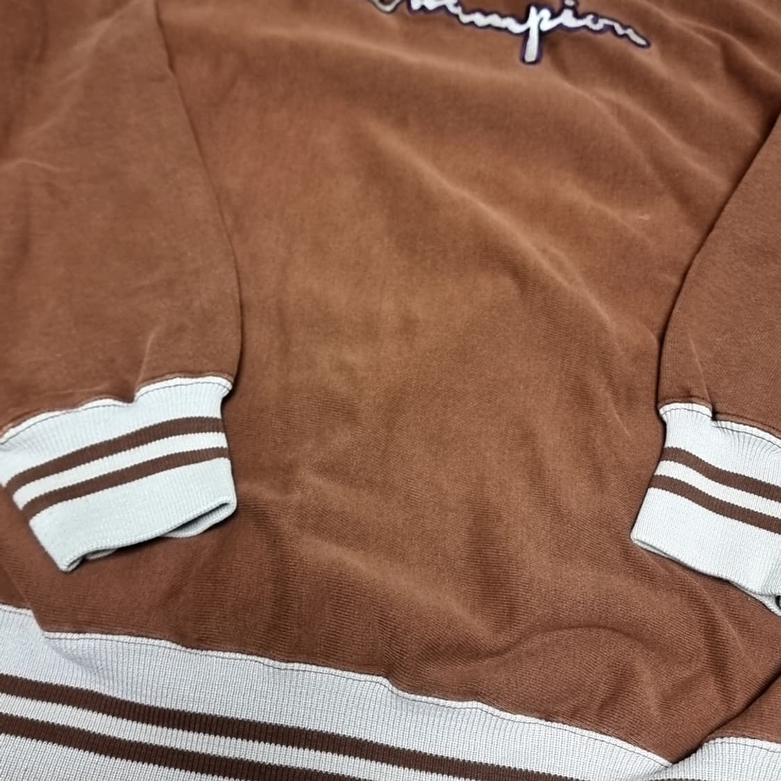 빈티지 usa메이드 챔피온 브라운 리브드 스웨트셔츠(xl) 상품이미지2