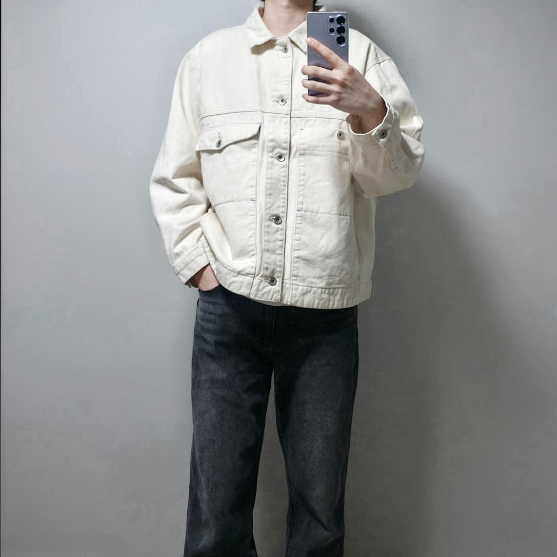 하이드아웃 오버핏 데님자켓 아이보리 (95) 상품이미지6