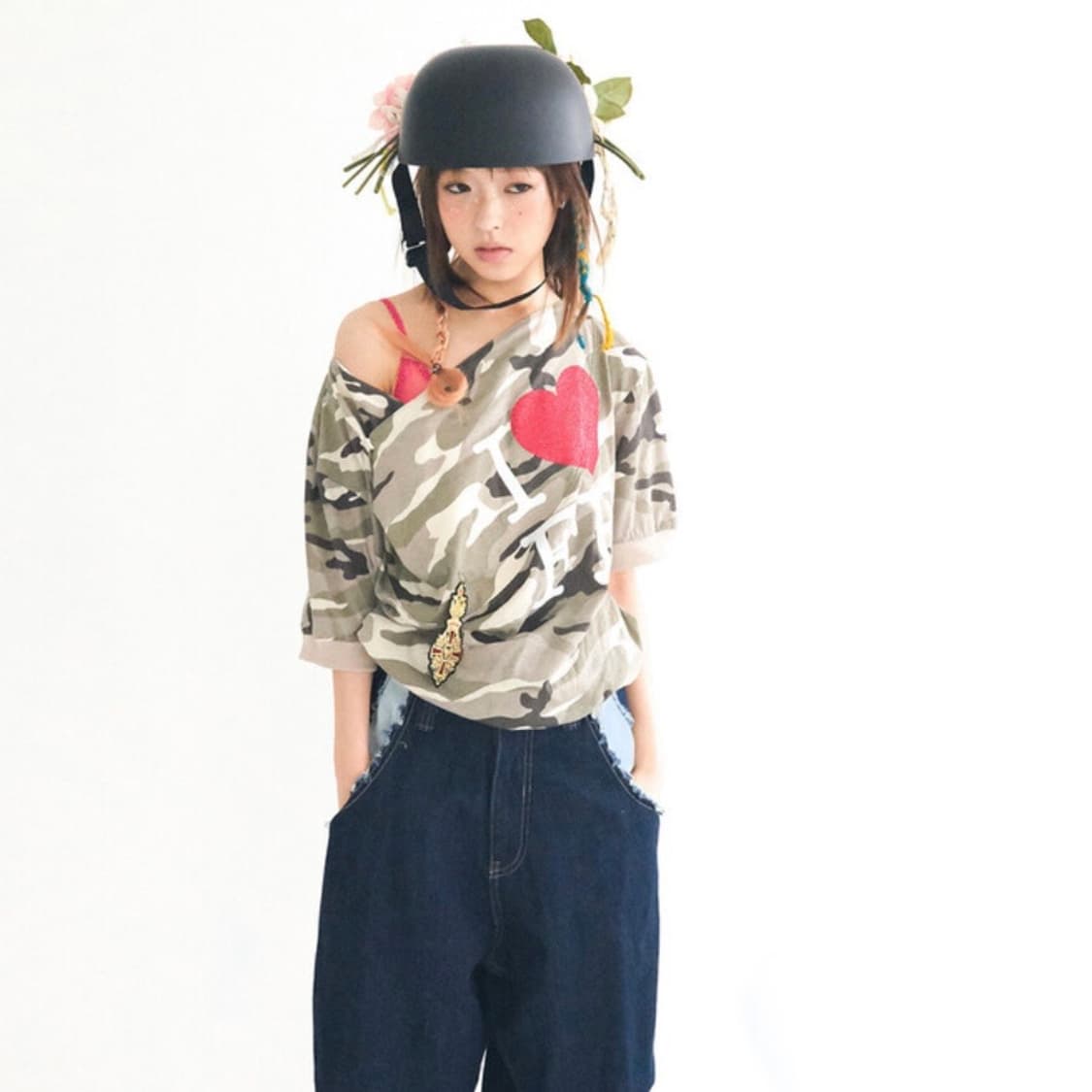 샵페어리 cowl neck button t-shirt (camo) 상품이미지2