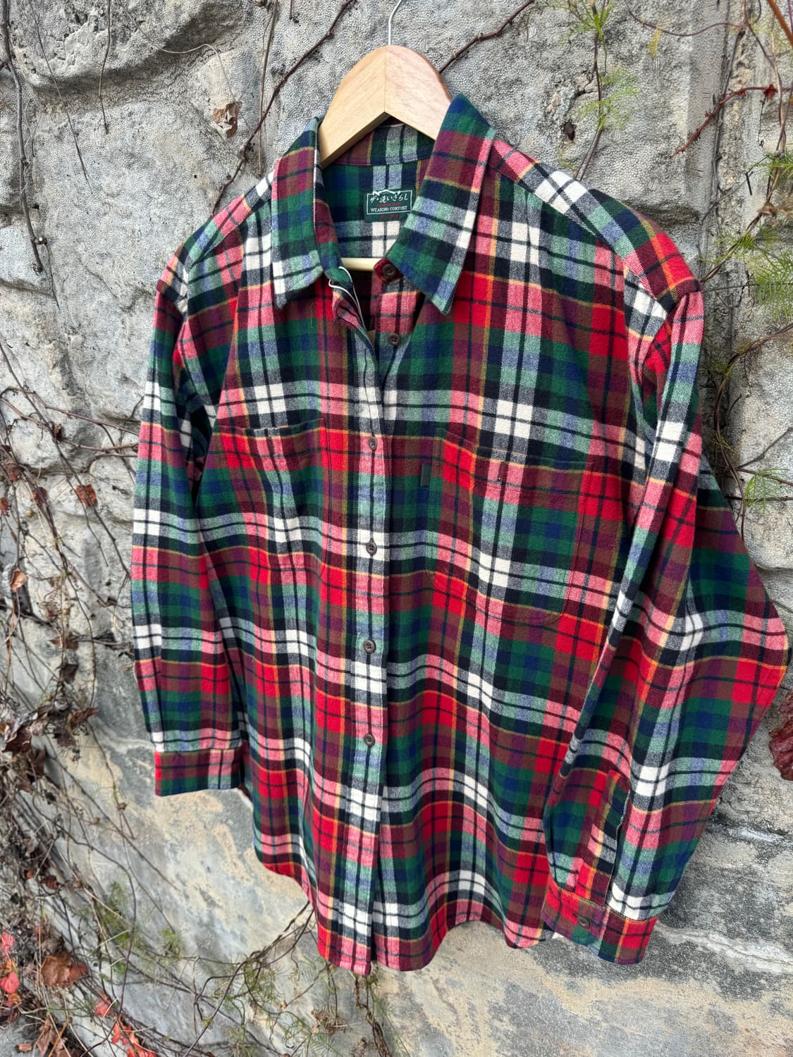 일본 빈티지 멀티컬러 체크 패턴 투포켓 플란넬 셔츠 m 상품이미지2