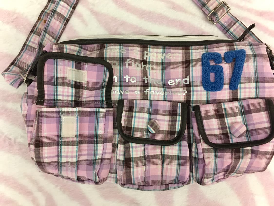 헤이세이 보부상 포켓 숄더백 라떼갸루 모리걸 보라 타탄체크 갸루 상품이미지4