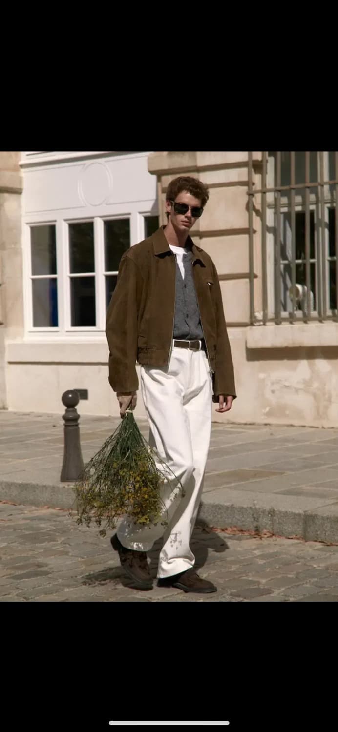 [M] STU 스웨이드 레더 가죽 자켓 브라운 상품이미지1