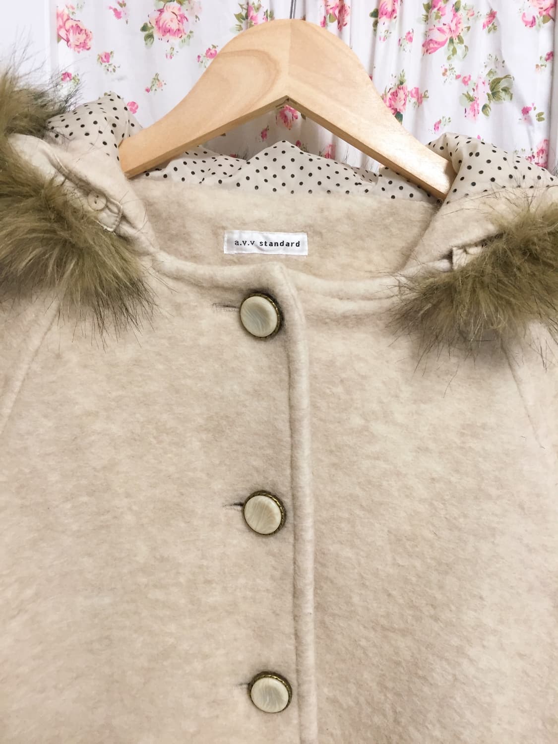 빈티지 모리걸 라떼갸루 후드 코트 상품이미지3