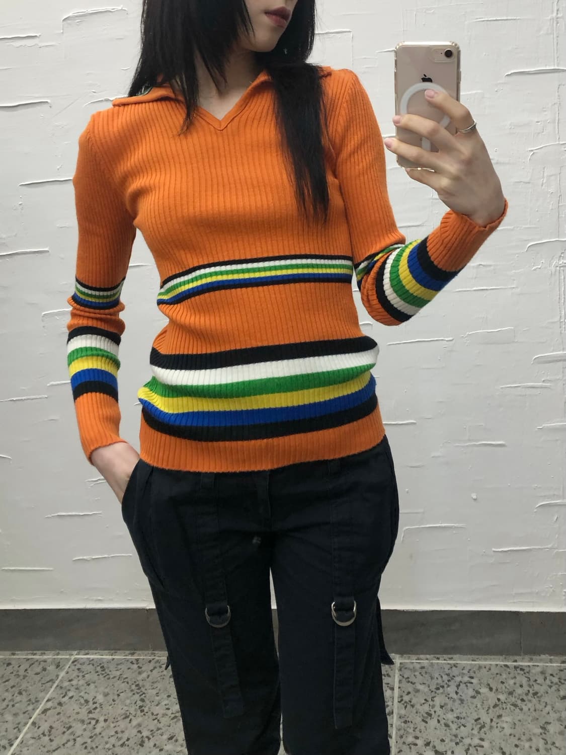 Burnt orange stripe knit 상품이미지2