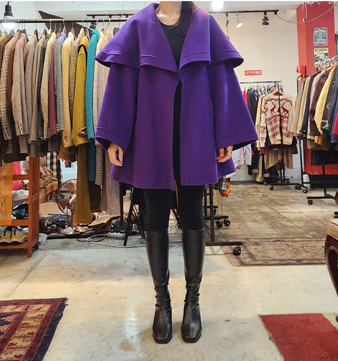 NINA RICCI 니나리치 바이올렛 울 빅 카라 오버핏 코트 상품이미지3