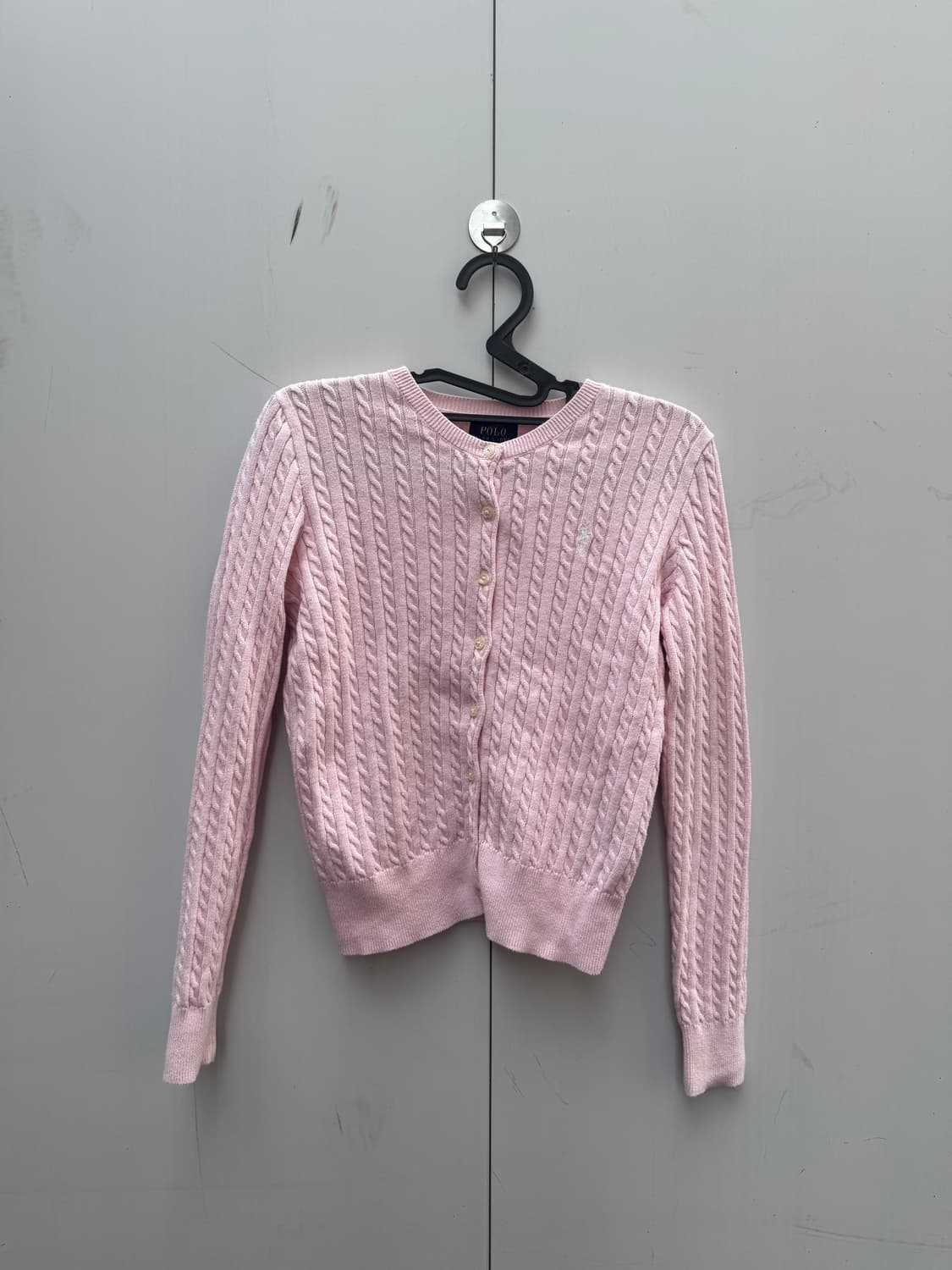 폴로 핑크 꽈배기 니트 가디건 팝니다 상품이미지1