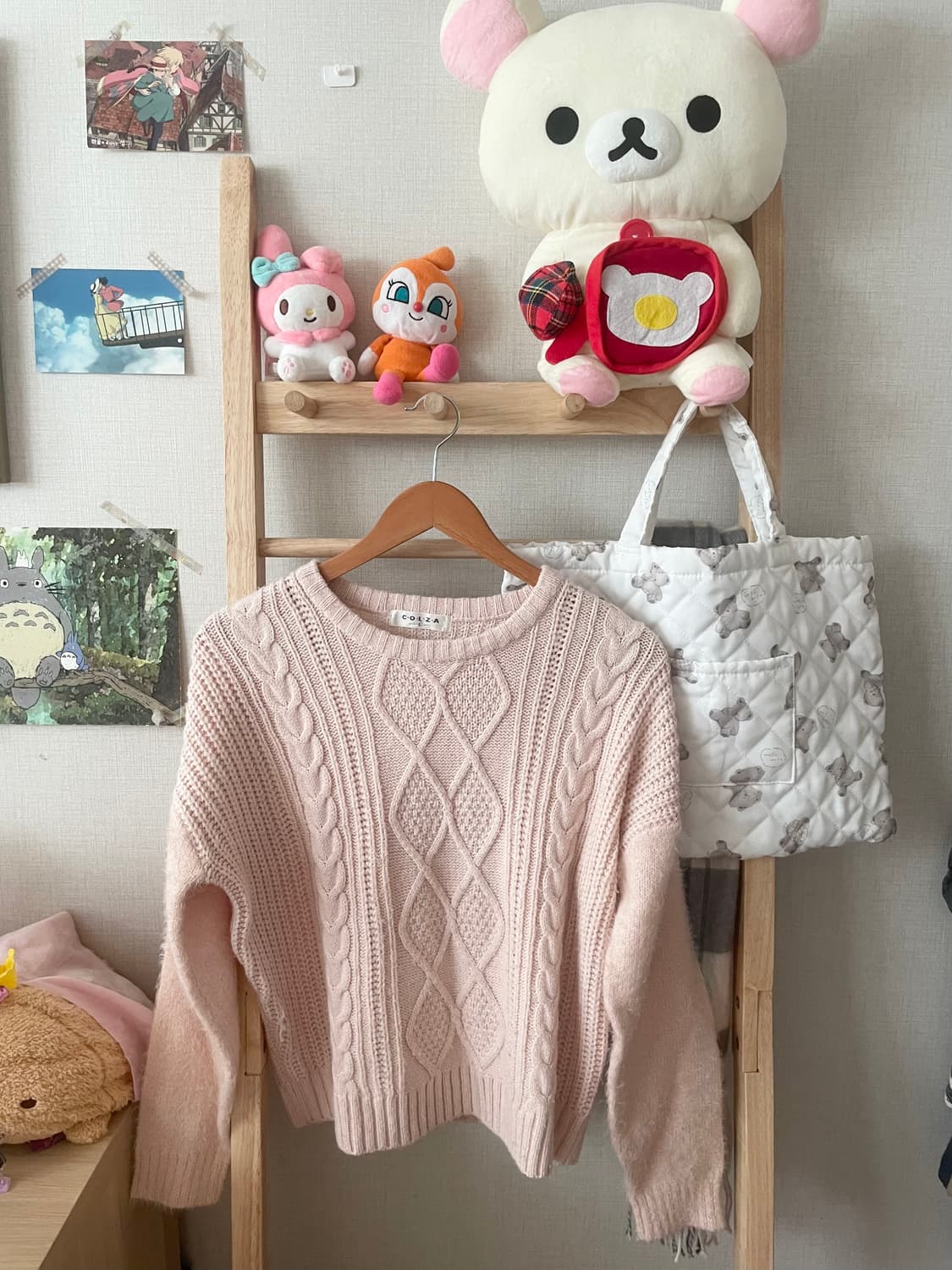 모리걸 빈티지 사토미 딸기우유 핑크 니트💗🤍 상품이미지2