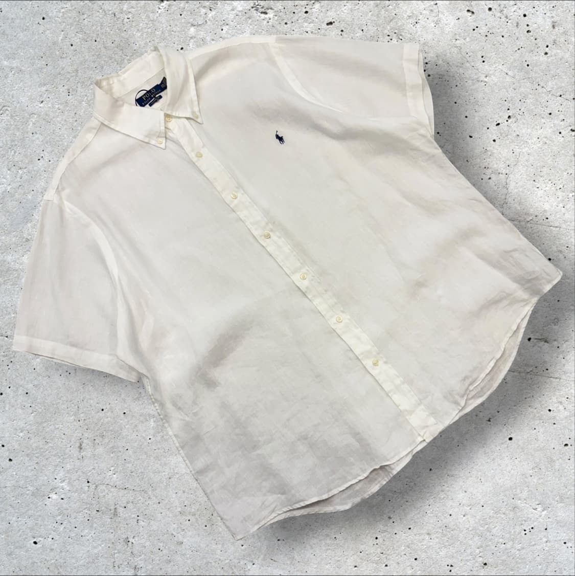[2XL] 폴로 랄프로렌 클래식핏 큐알 반팔 린넨 셔츠 화이트 E16 상품이미지1