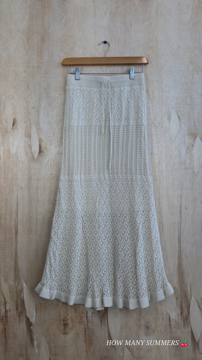 GU 아크릴 니트 베이지 롱 밴딩 스커트 상품이미지1