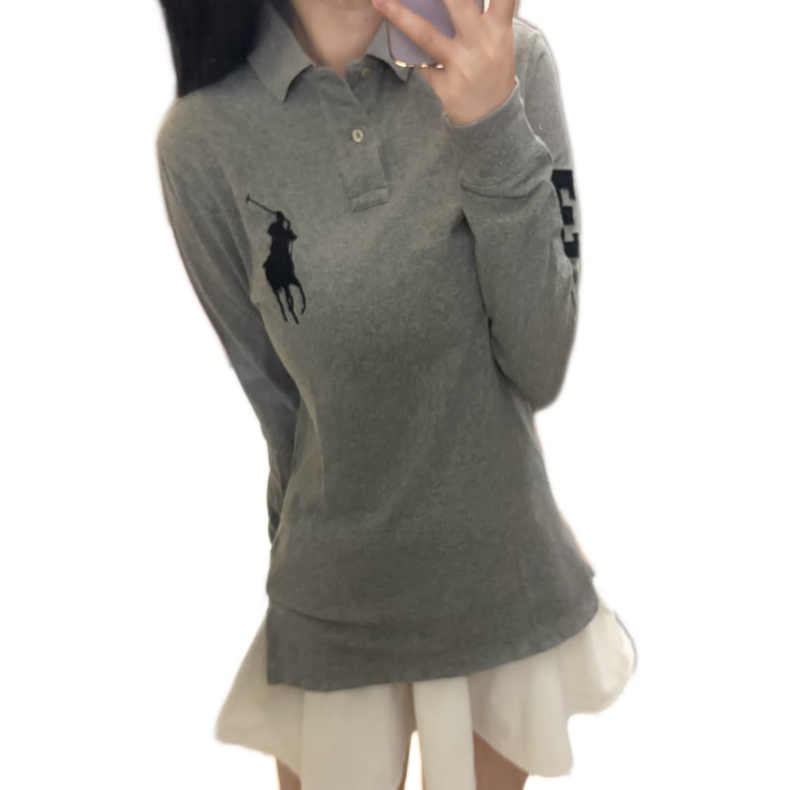 폴로 랄프로렌 빅포니 커스텀핏 그레이 롱슬리브 카라티 PK 정품 상품이미지2