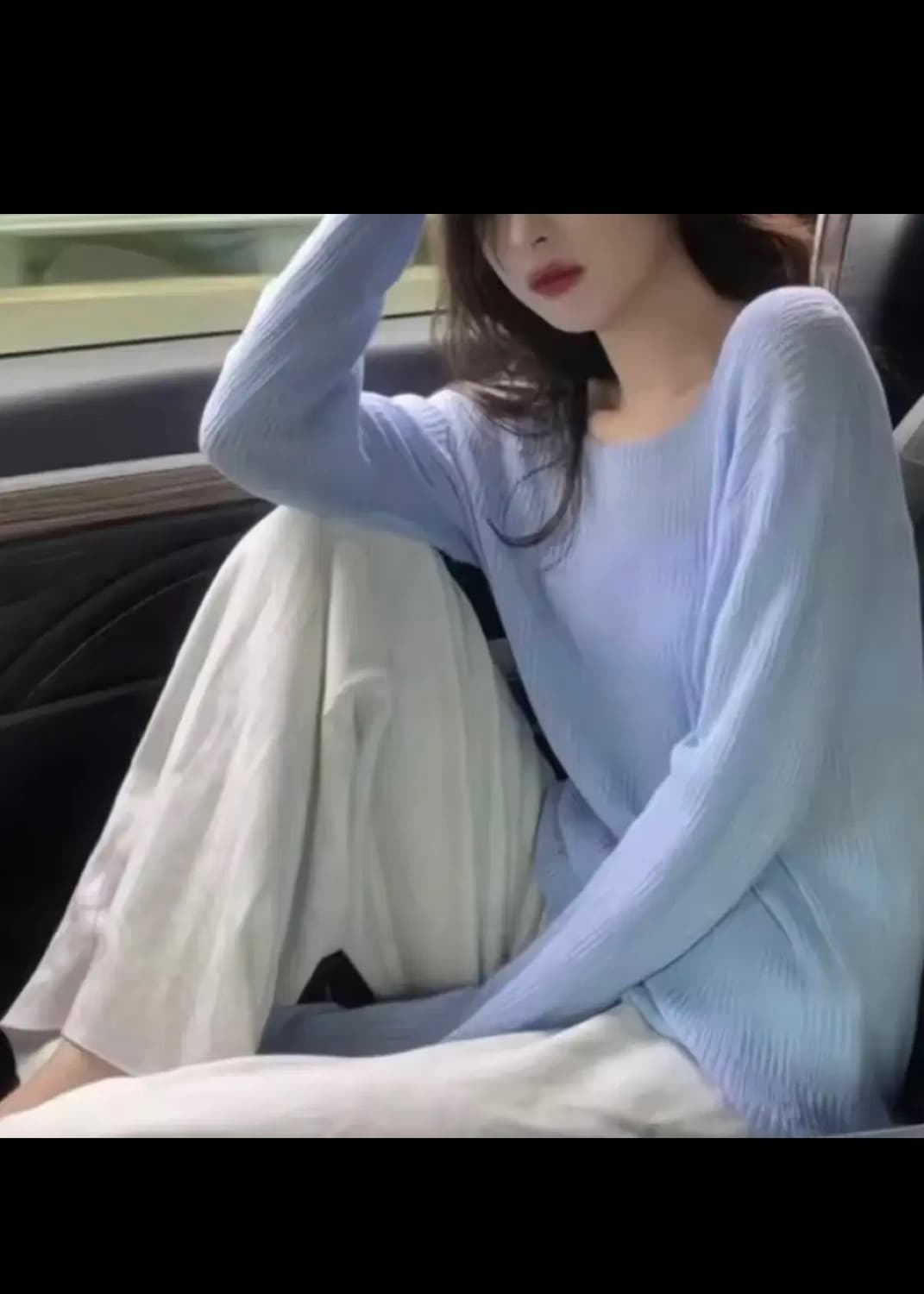 새) 블루 긴팔 티 니트 라운드넥 가을 봄 상품이미지3