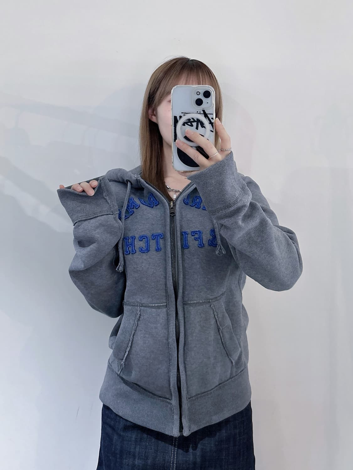 아베크롬비 그레이 빅로고 헤비스웻 후드집업 상품이미지1