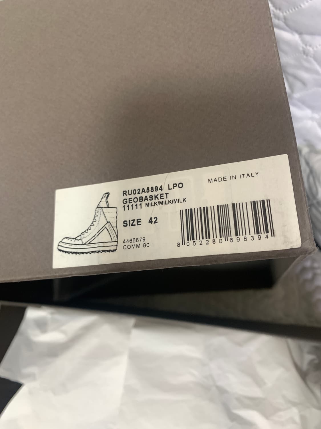 릭오웬스 지오바스켓 밀크 42사이즈 상품이미지4