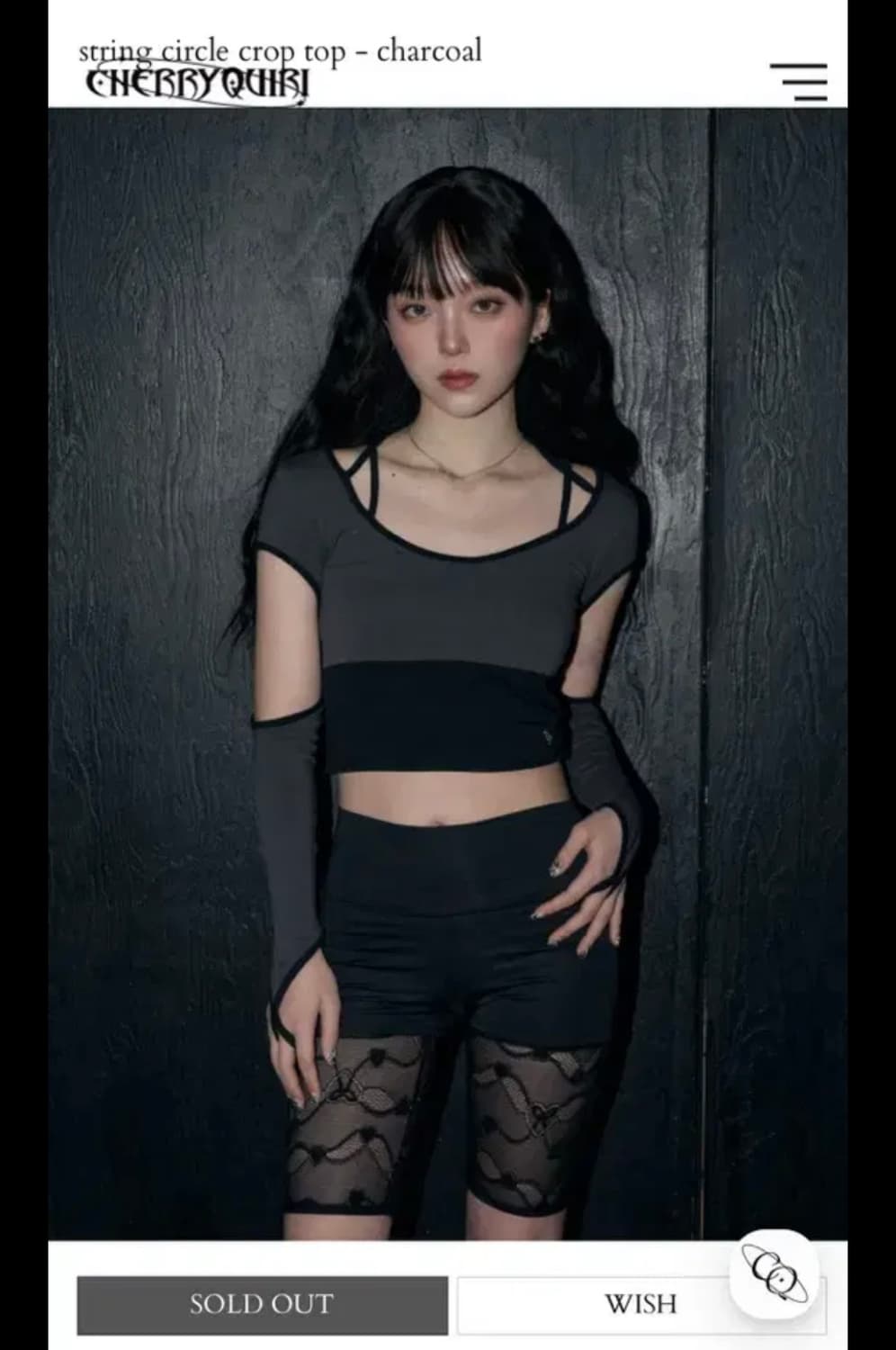 체리퀴리 스트링 서클  크롭탑 차콜 상품이미지1