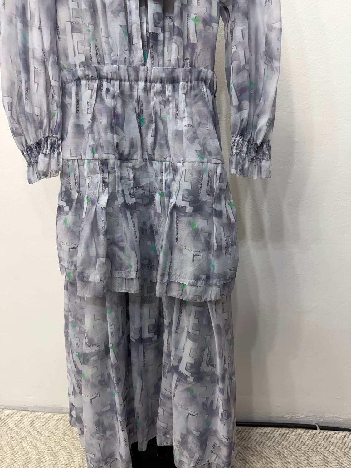 새제품) 오브제 한섬 정품 패턴 롱 원피스 76 상품이미지3